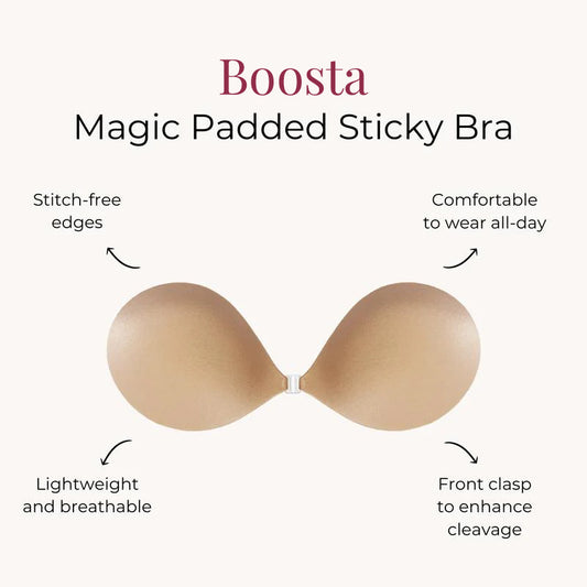 BOOSTA Magic Padded Sticky Bra - Patented Sticky Fashion Bra Inserts